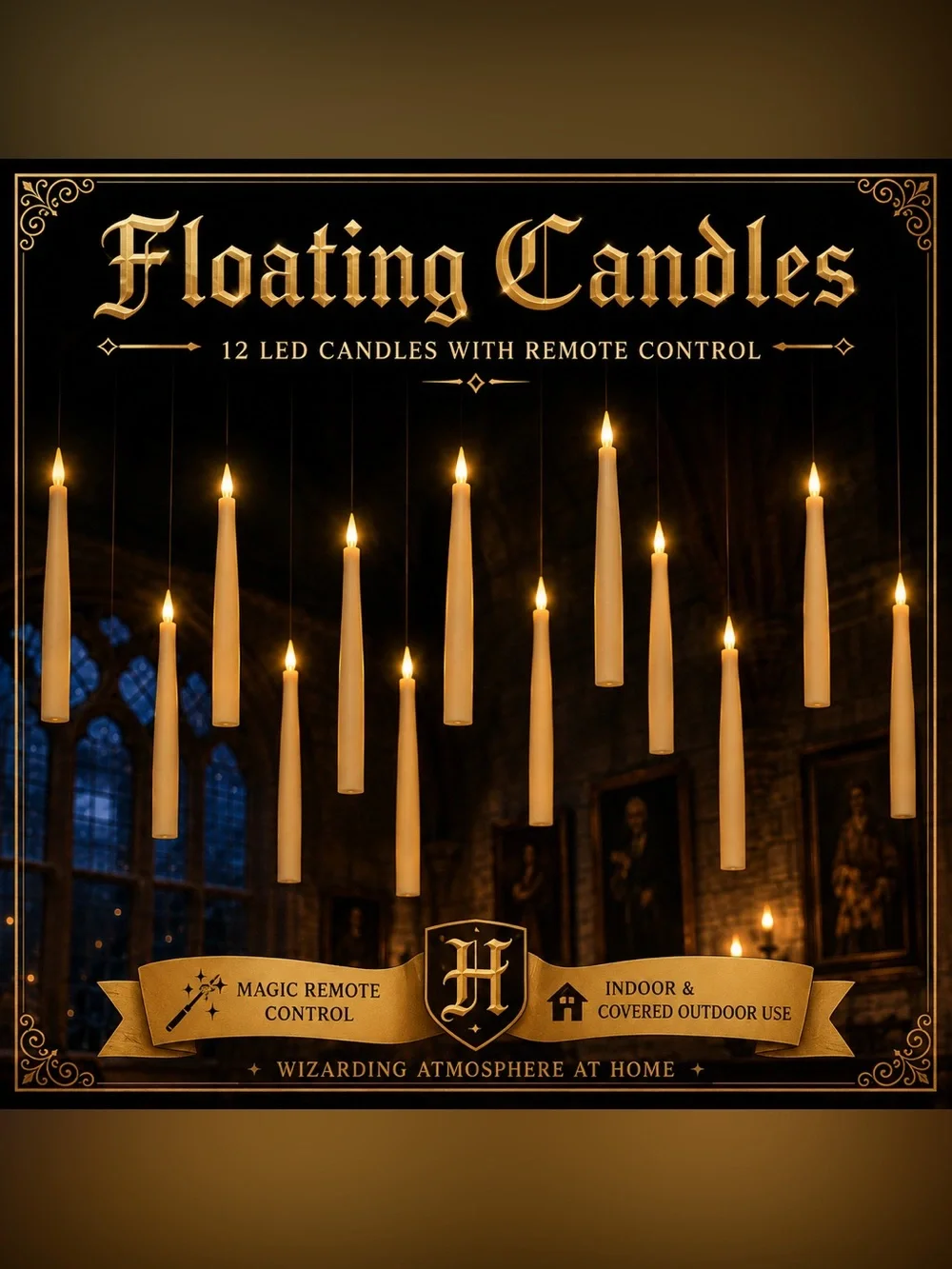 12 Harry Potter Floating Candles with Remote Control LED Decor